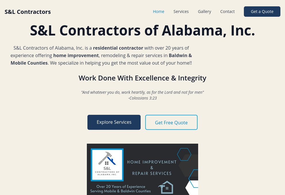 S&L Contractors homepage preview